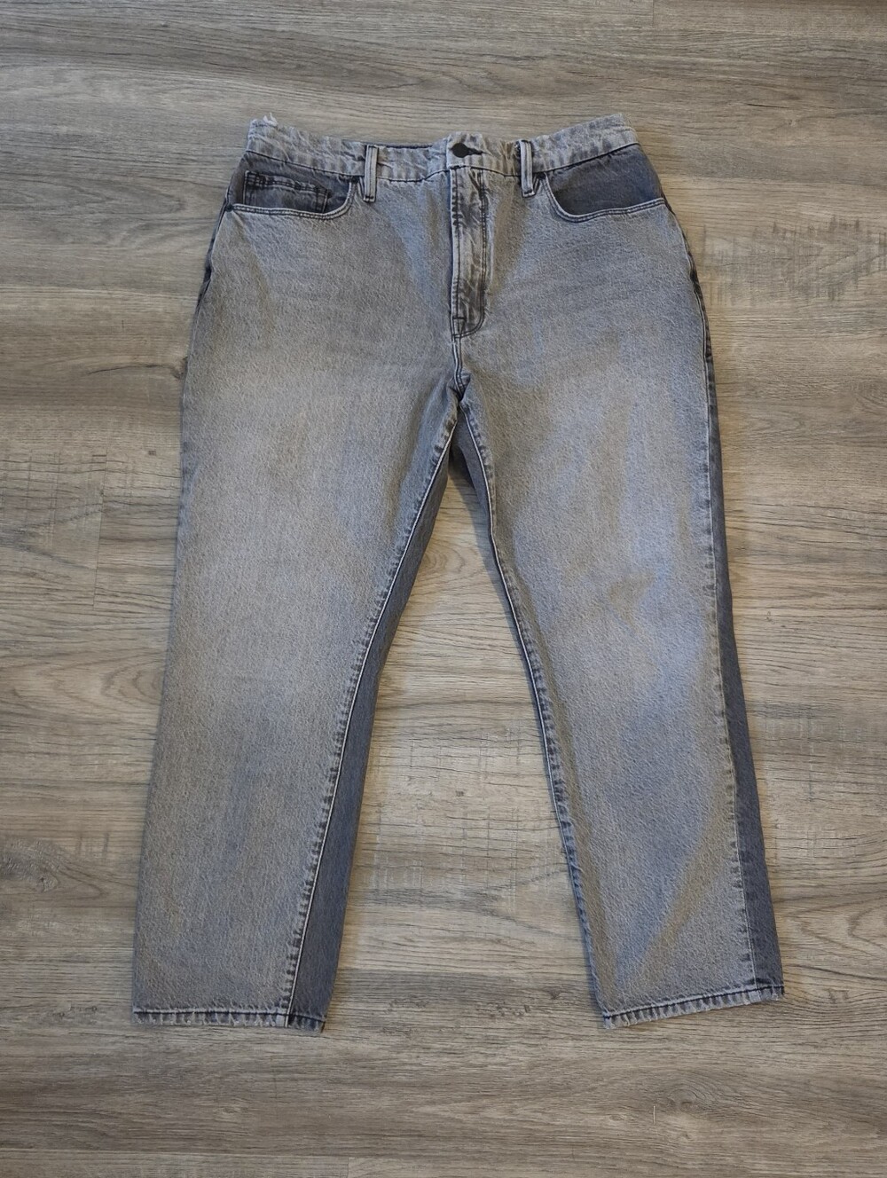 Good American Good Vintage High-Rise Straight Grey Jeans 100% Cotton, 15